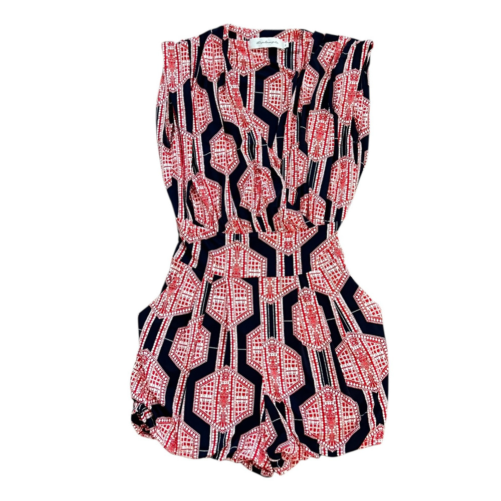 Small T-Bags Los Angeles Navy Red White Aztec Wrap Romper
